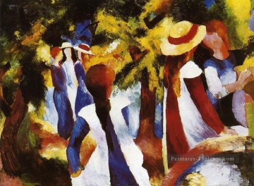 filles Tableau Peinture - Filles dans la forêt expressionniste